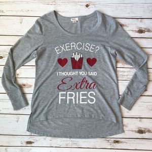 💚'Extra Fries' Quirky Long Sleeve High-low Top